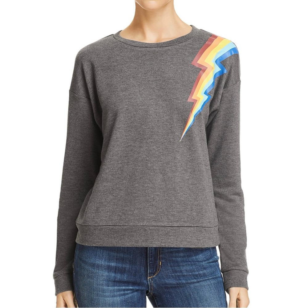 Honey Punch Rainbow Lightning Bolt Sweatshirt Gray Women’s XS